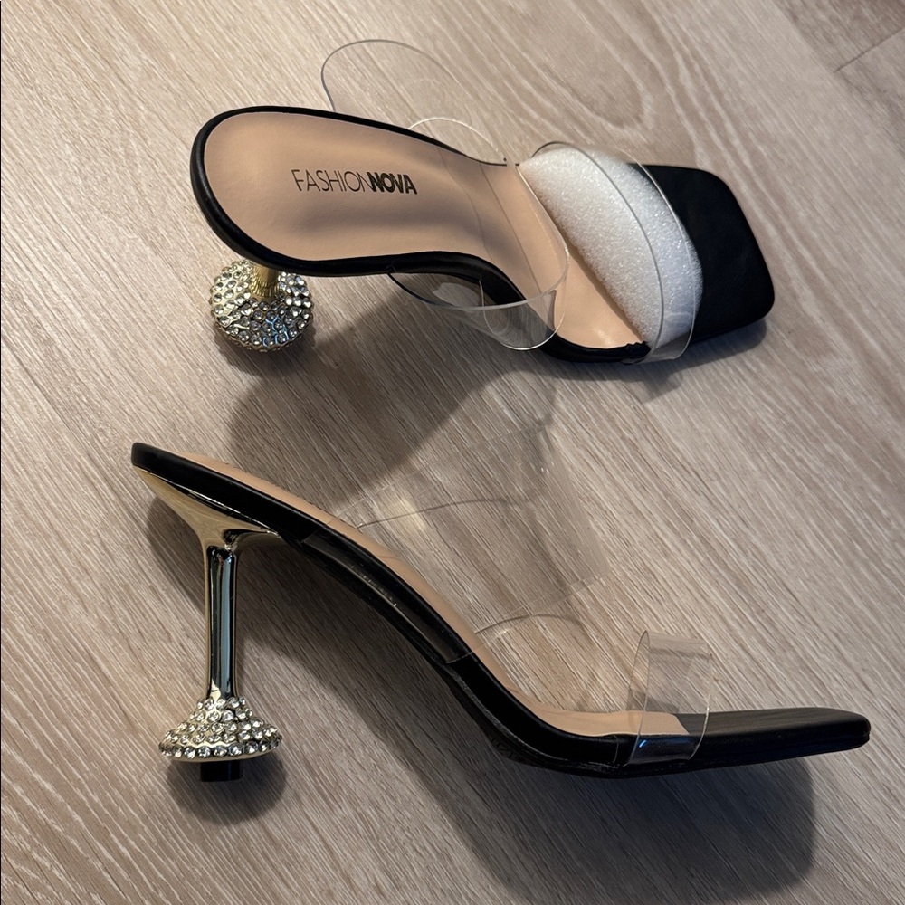 Letty Clear Strap Rhinestone Heels NEW 🏷️